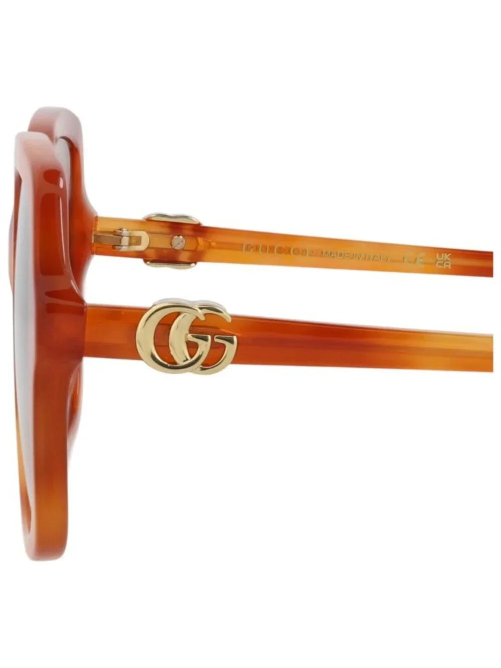 New Gucci Women's Sunglasses Square Rectangle Acetate Frame Havana Havana Brown
